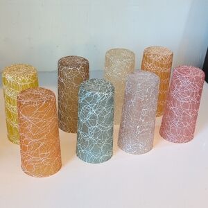 Vintage MCM Color Craft Spaghetti String Tumblers - Set of 8 Multi-Color